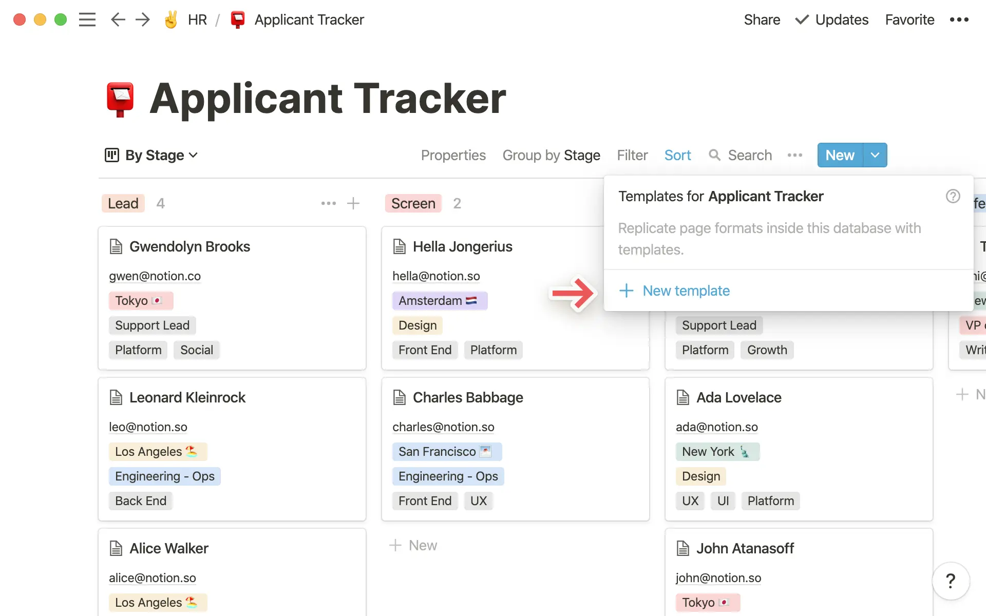 Create a new template you can use and customize to every applicant.