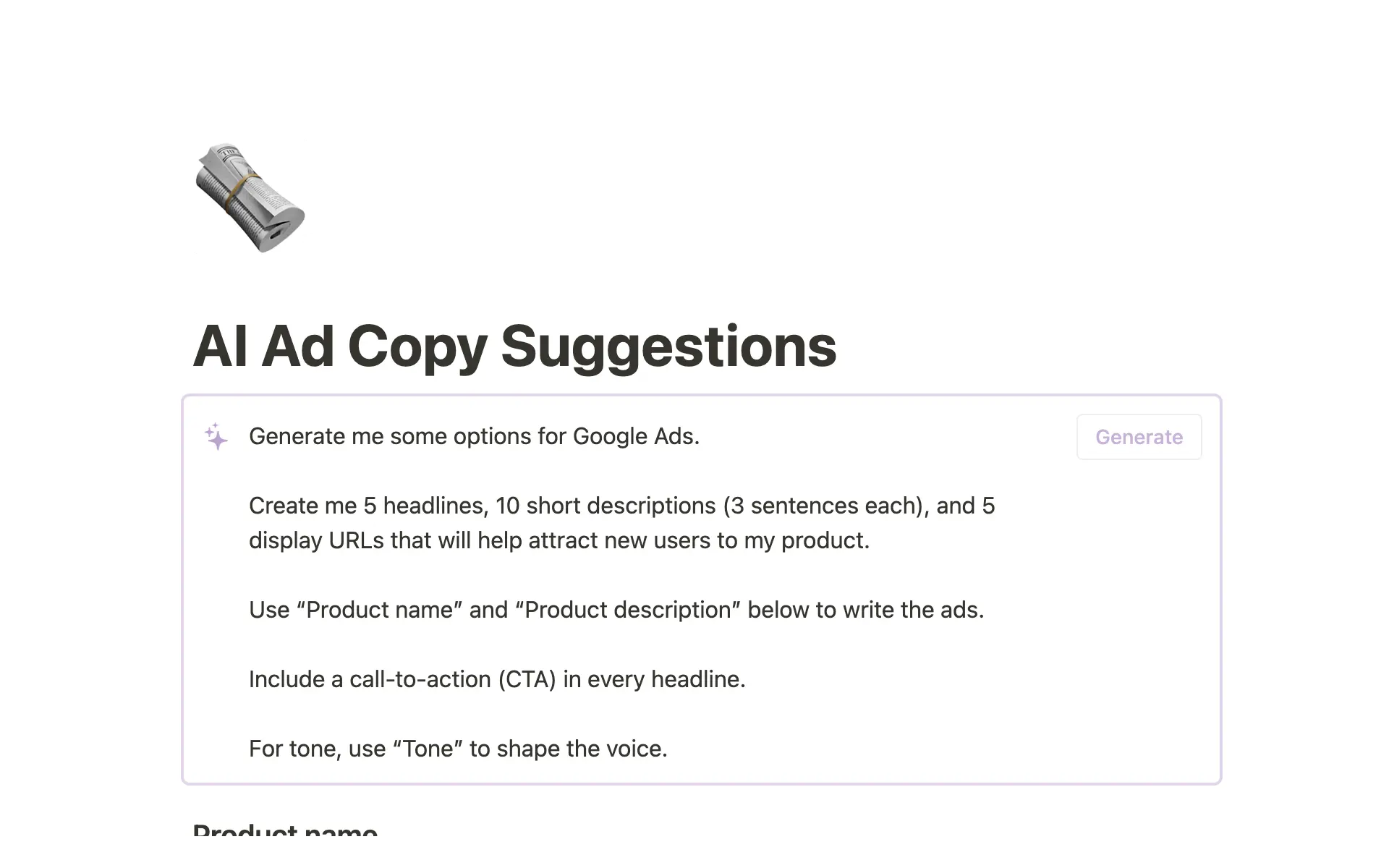 How to create email copy with Notion AI