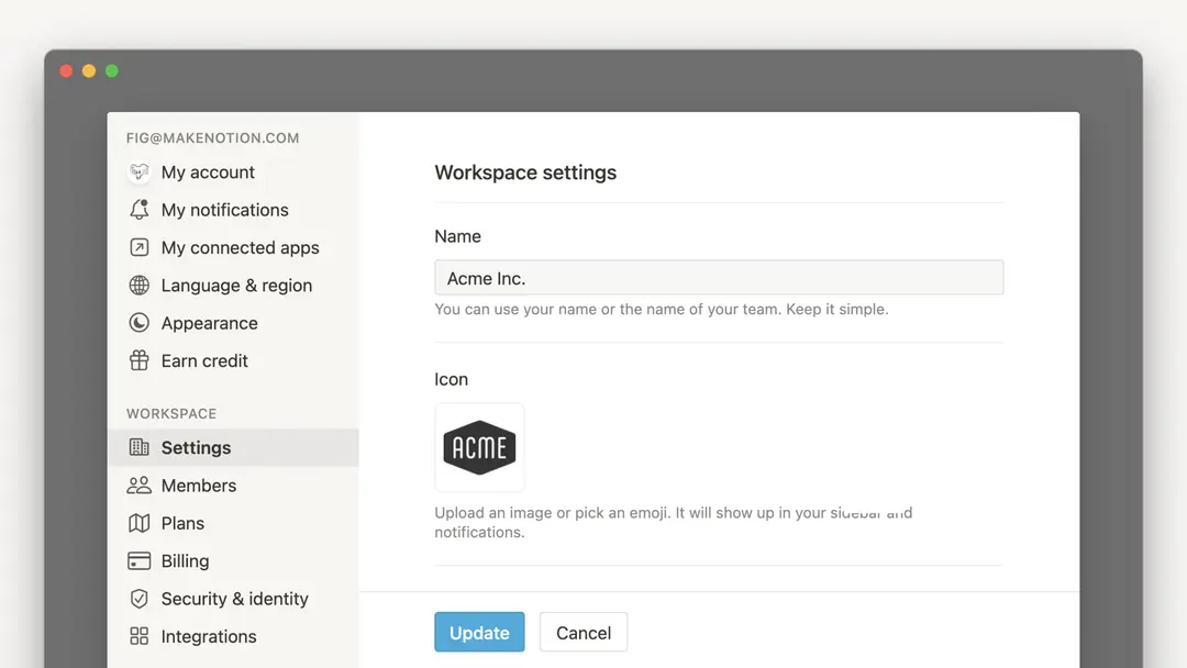 Configuración del espacio de trabajo