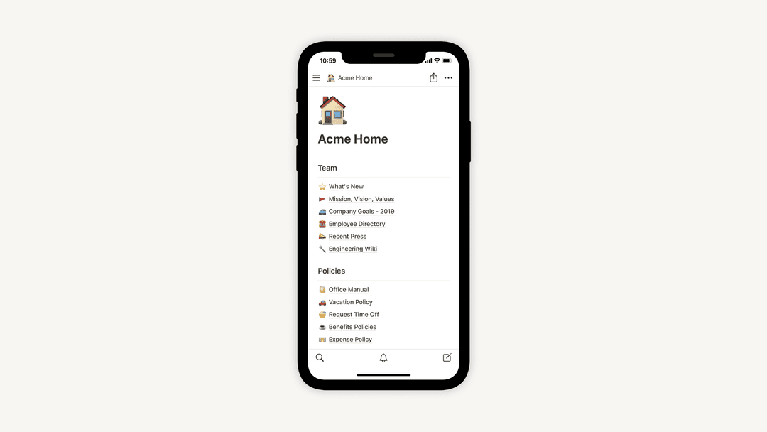 Notion für Mobilgeräte