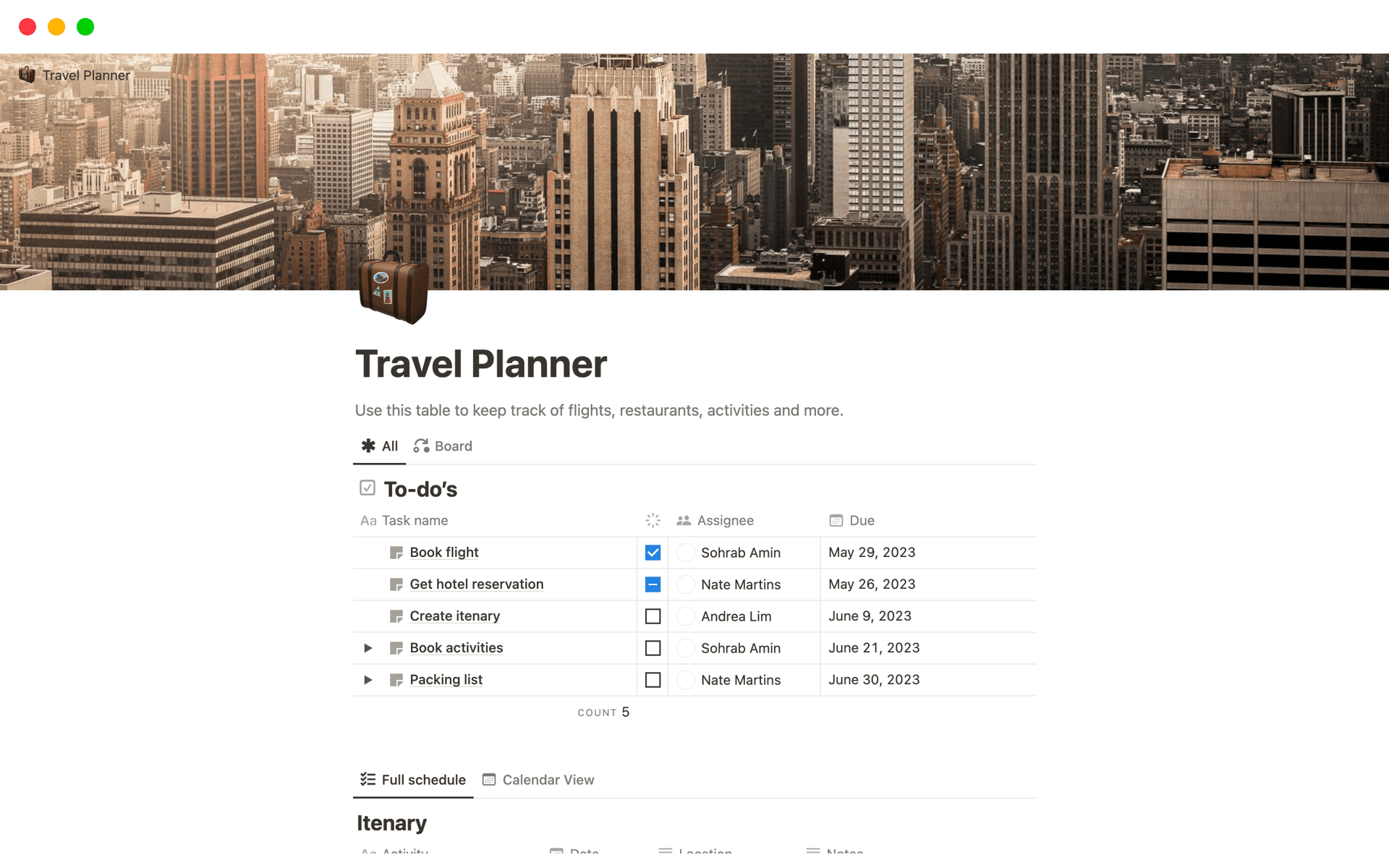 Screenshot of Put it on the map collection by Notion